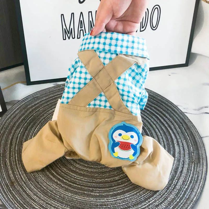 Милый клетчатый комбинезон для маленьких собак зимняя теплая одежда домашних