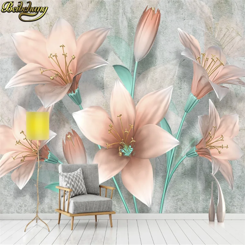 Beibehang пользовательские фото обои стерео большие розовые розы художественная