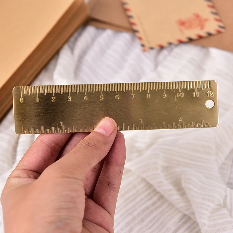 Brass Straight Ruler for School Office Stationery Metal Painting Drawing Tools Chancery Rose Gold Measuring Bookmark Mini | Канцтовары