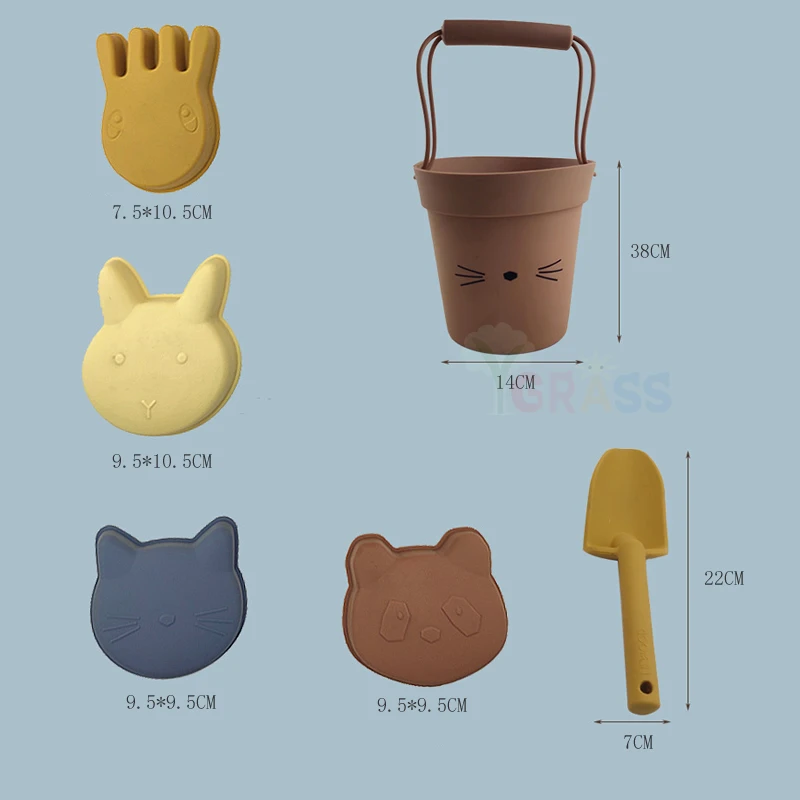 

Children Beach Toys Kit Baby Summer Sand Scoop Tool Moldes Silicone Bucket Sets Kids Bath Swim Toy Water Play Games Outdoor