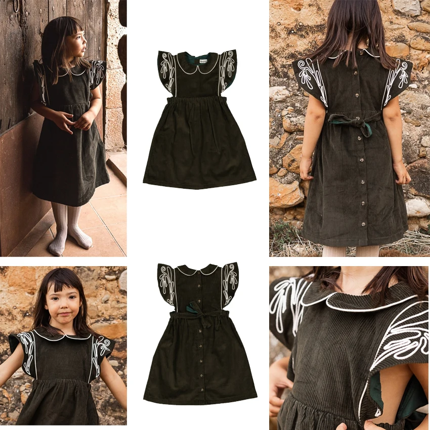 

Girls Black Dress 2021 New Autumn Winter Baby Girl Princess Dresses Long Sleeve Fashion Suspenders Children Knitted Clothes