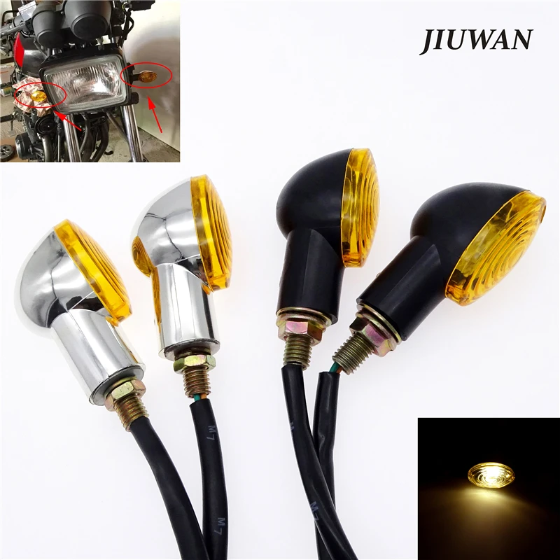 

2 Pcs/4 Pcs Universal Motorcycle Indicator Light Warn Turn Signal Amber Mini Blinker Lamp For Harley Honda Yamaha Suzuki Ducati