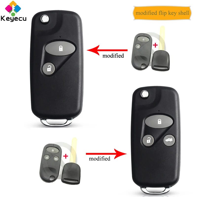 Запасной модифицированный складной чехол KEYECU для дистанционного ключа 2/ 3 кнопки
