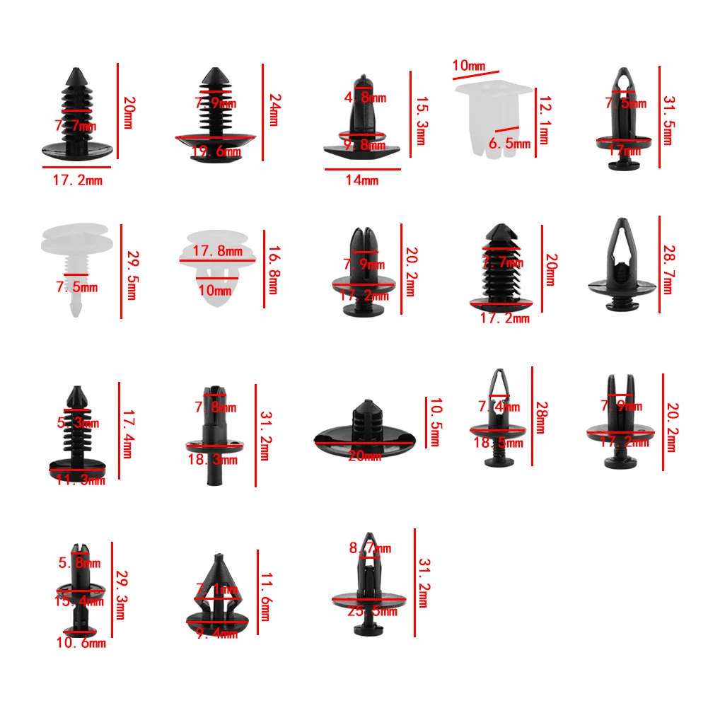 

415 Pcs 18 Sizes Plastic Car SUV Trim Clips Retainer Panel Bumper Fastener With Contain Box For Most Of Ford Brand Vehicles
