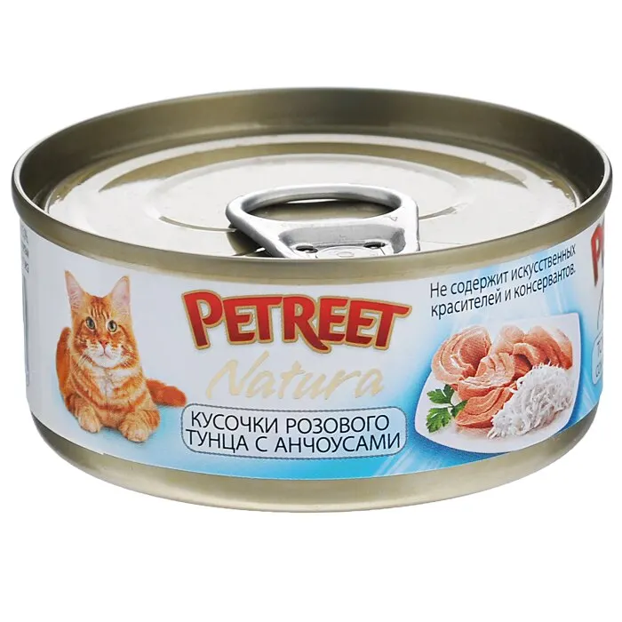 Petreet консервы для кошек Розовый тунец с анчоусами 70 г. | Дом и сад
