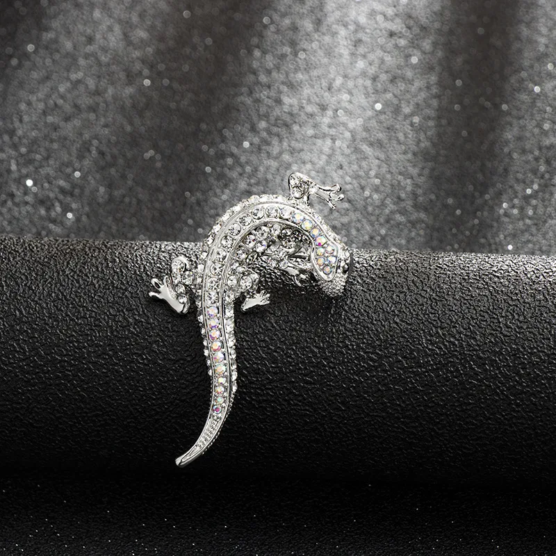 Высококачественный сплав gecko Брошь со стразами отворот костюм рубашка воротник