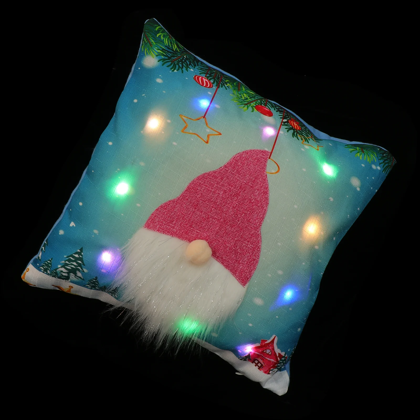 

1Pc Xmas Festival Style Faceless Old Man Pattern Luminous Pillowcase Decor