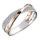 Женское двухцветное кольцо с фианитом, большое современное обручальное кольцо с фианитом