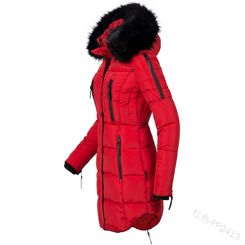 

WEPBEL Autumn Winter Hot Selling Women's Fashion Casual Warm Jacket Female Down Cotton Coats Long Fur Collar Parka