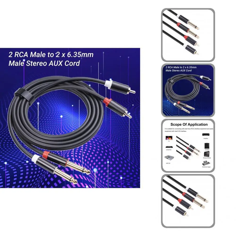 

Прочный аудиокабель AUX, медный провод, отличный звук, полезный кабель-переходник 2 RCA папа-2x6,35 мм папа AUX