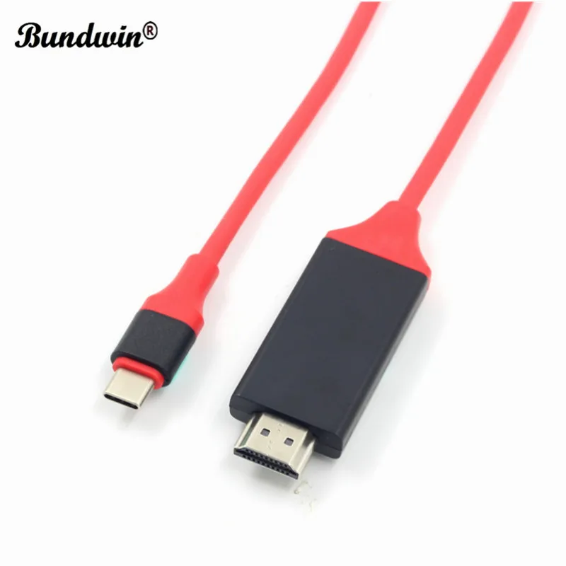 Bundwin Кабель с разъемом типа C USB 3 1 к совместимому HDMI кабель 4K 2 м USB-C HDTV конвертер