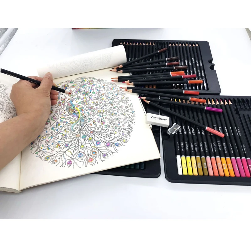 Профессиональный набор цветных карандашей 72 цвета s железный ящик цветные