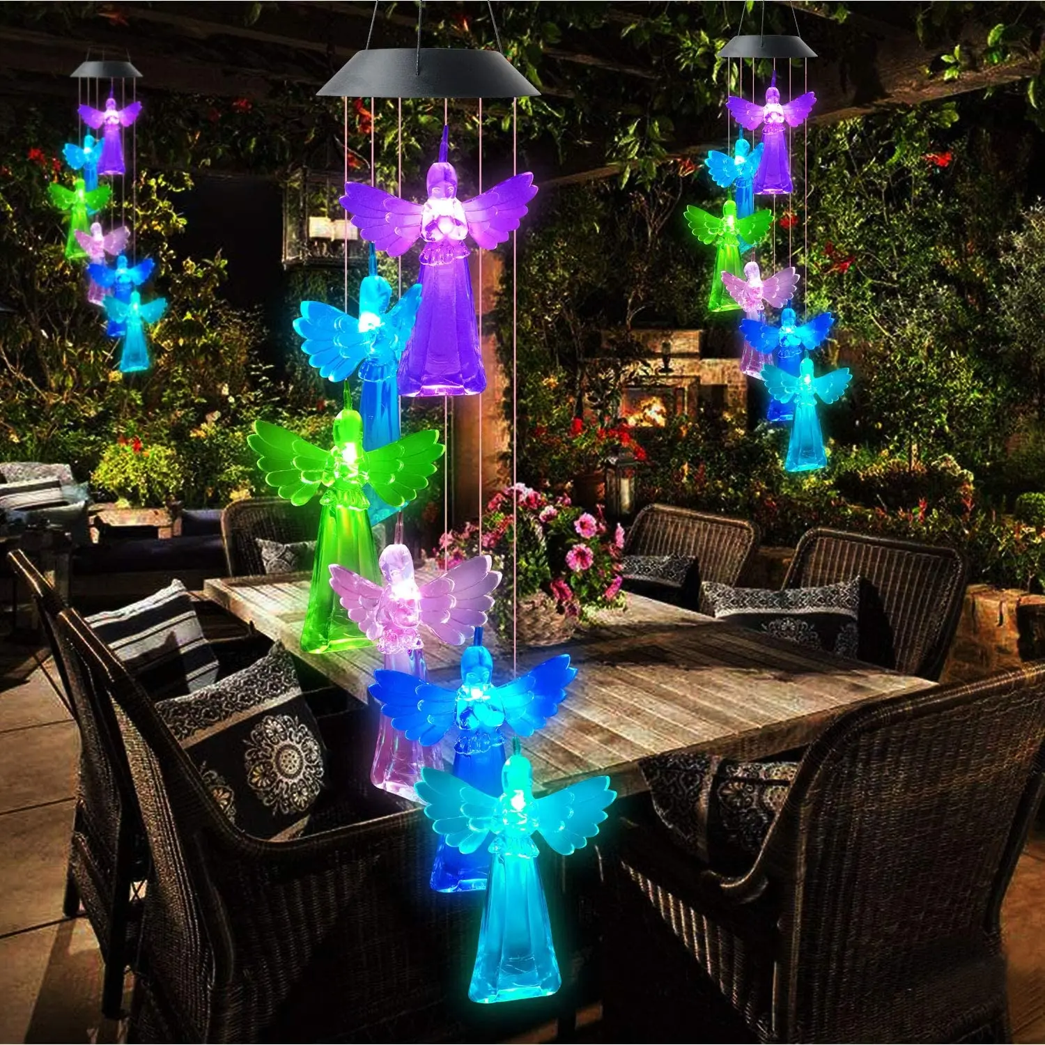 

Color Changing Angel Solar Wind Chimes Outdoor Gardening Unique Birthday Gifts Outdoor Windchime Light For Patio Yard Garden