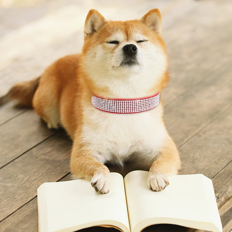 Шикарные Собачьи Ошейники со стразами из искусственной кожи для домашних