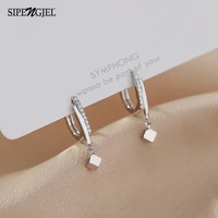 sipengjel fashion charm circle hoop earring for women small geometric square accessories drop earrings party jewelry 2021
