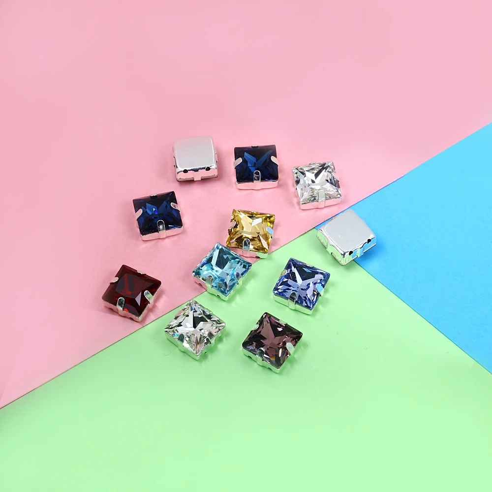 Разноцветная блестящая квадратная вышивка аппликация из страз k9 Кристальный