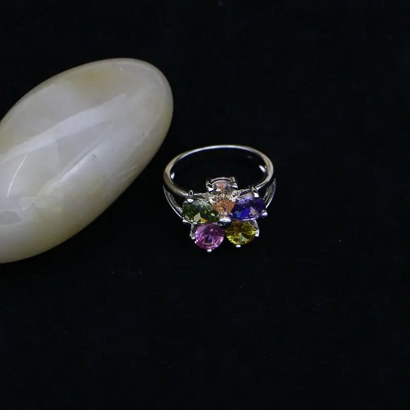 Женское кольцо и ожерелье набор ювелирных изделий из разноцветных камней с