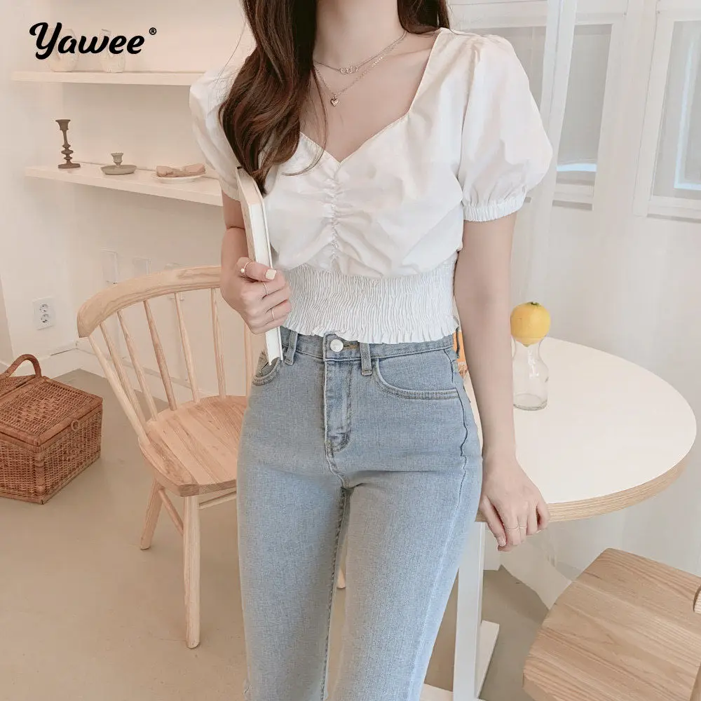 

Новинка 2021, летняя стильная женская короткая одежда с коротким рукавом, модная шифоновая женская блузка большого размера, рубашка, свободны...