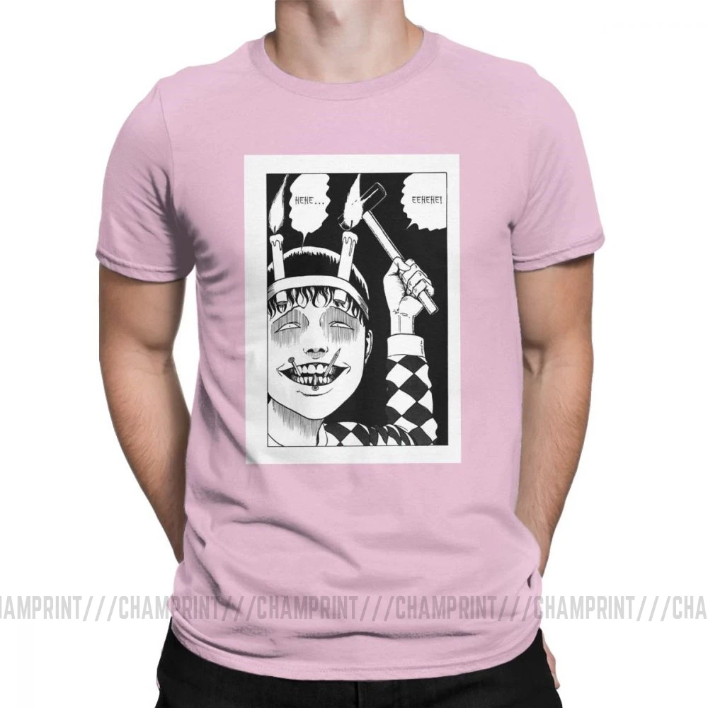 Винтажные мужские футболки Junji Ito, хлопок, футболка Tomie Japanese Kago Manga Horror Harajuku, футболки с коротким рукавом, Подарочная одежда - Цвет: Розовый