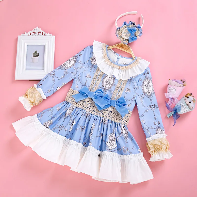 Милое стильное платье принцессы для девочек Новая однотонная детская одежда с