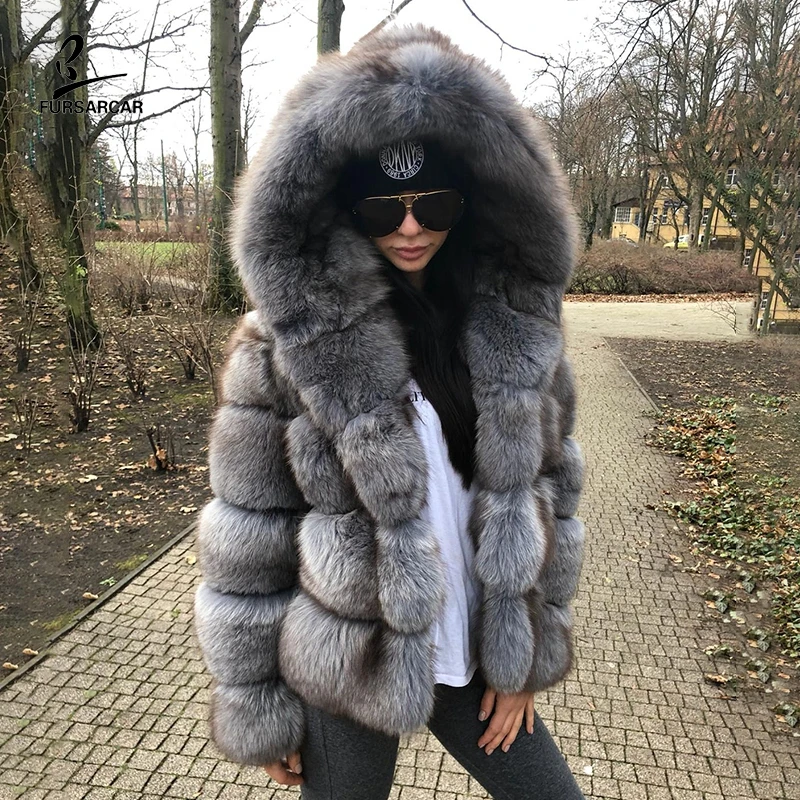 FURSARCAR 2020 роскошный подлинный натуральных мех пальто по индивидуальному заказу