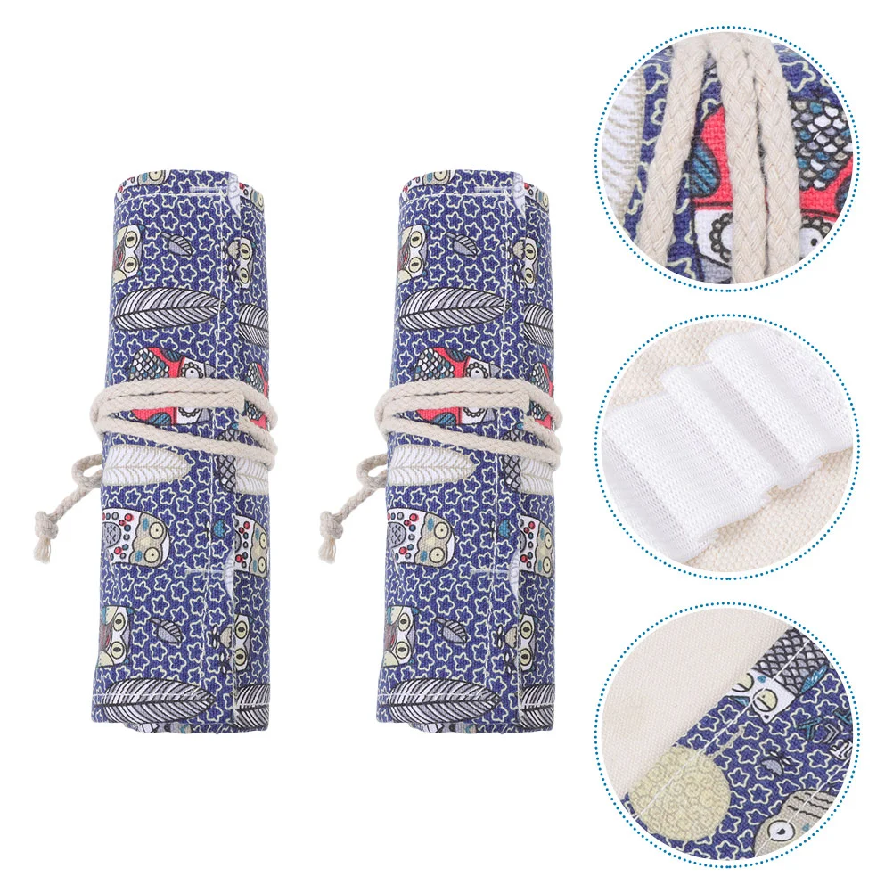 

2Pcs Printed Pattern Color Pen Storage Pouches Drawing Pencil Volume Pen Bags