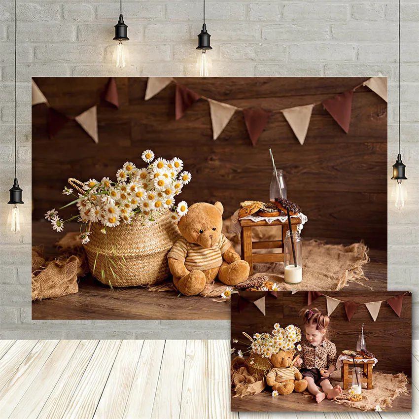 

Avezano Newborn Photography Props Wooden Board Bear Daisy Baby Birthday Decoration Portrait Photo Background Backdrop Photoshoot