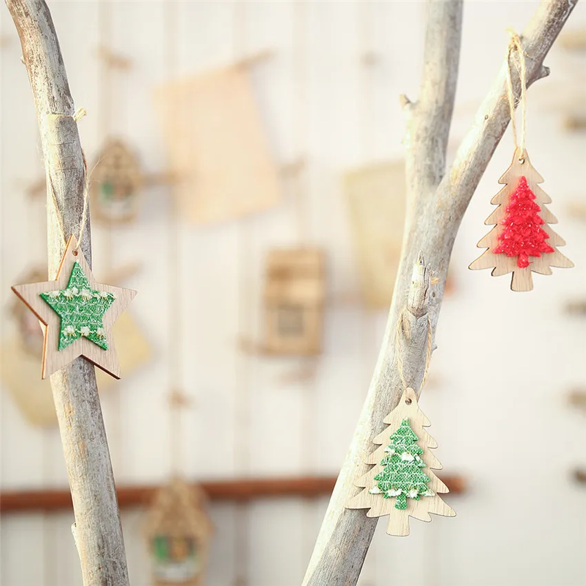 3 шт. новые украшения на рождественскую елку подвесная деревянная тканевая