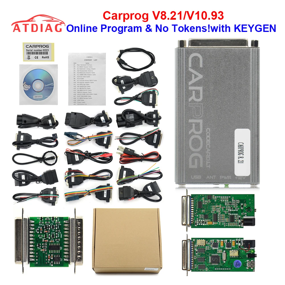 Новейшая модель V8.21 V10.93 Carprog Полный автомобильный адаптер прог 8 21 с ключом онлайн