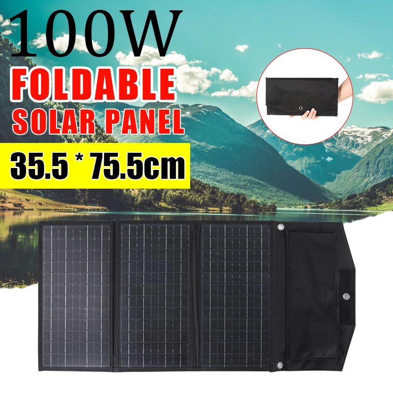 

Fast Charge Folding 100W Solar Cells Charger 18V Dual USB Output Devices Portable Solar Panels for Smartphones