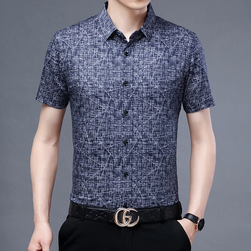 Для мужчин Цветочные Короткие рубашка с рукавами 2021 летние 100% Мерсеризованный