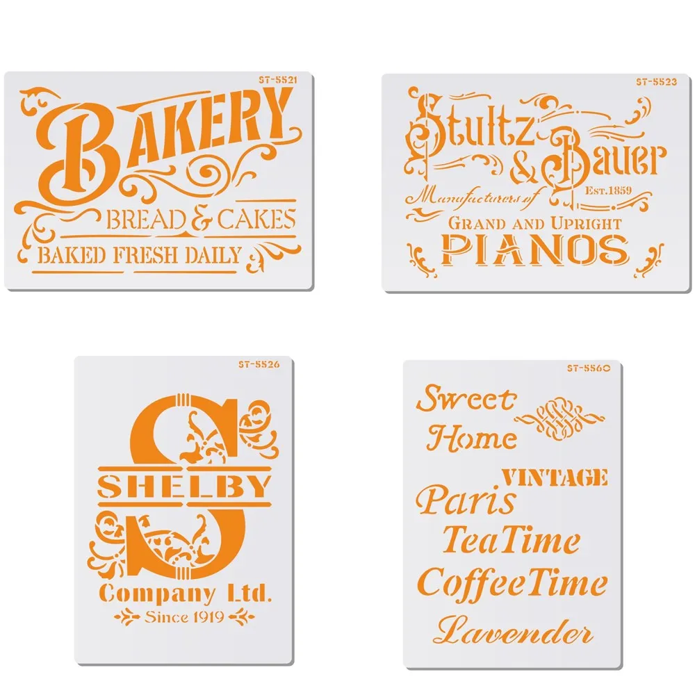 

New 4 Pcs/Set Stencils For Walls Painting Templates Plastic Cake Stencils Cake Design Stencils Cake Tool