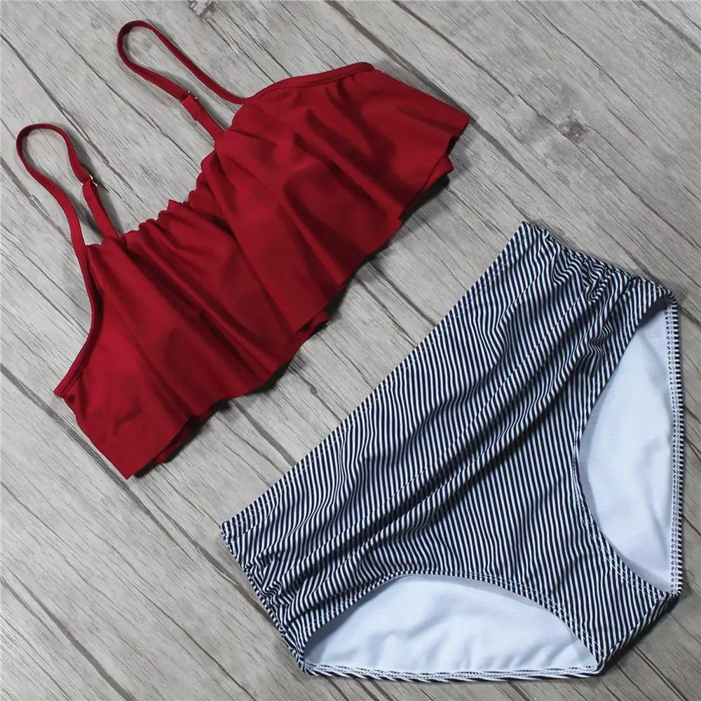 Бикини с высокой талией в виде листьев лотоса европейский и американский