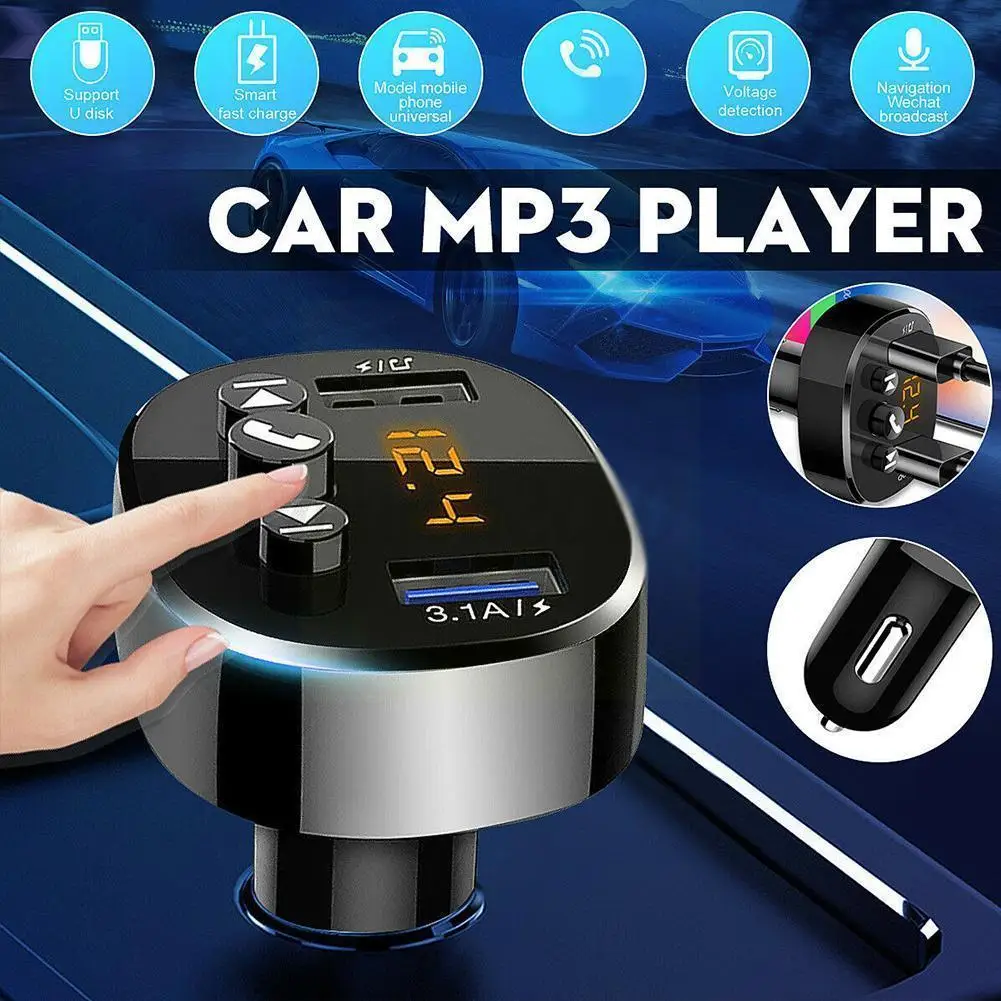 

Car Bluetooth-compatible 5.0 FM Transmitter Dual USB MP3 Charger Audio Player Handsfree 3.1A Music Car Wireless Receiver Qu A5A9