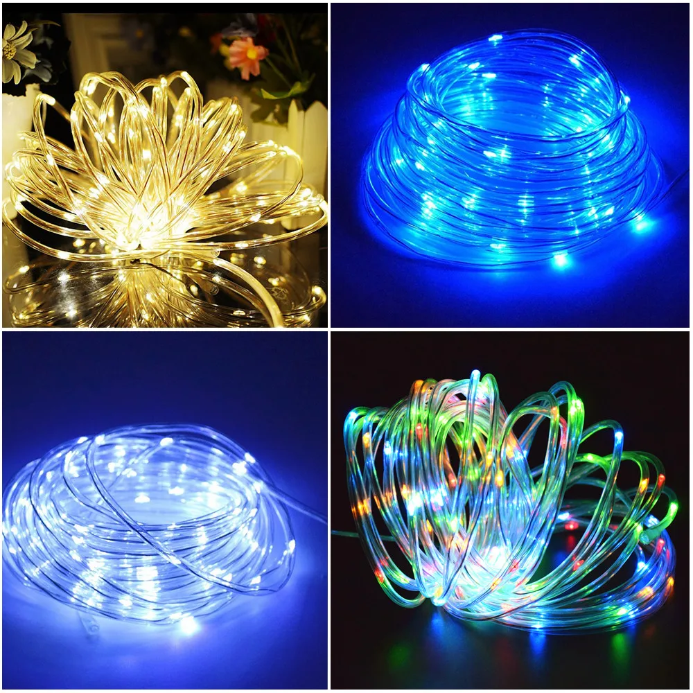 Солнечная СВЕТОДИОДНАЯ Гирлянда Веревка 100 светодиодный Солнечный свет строка