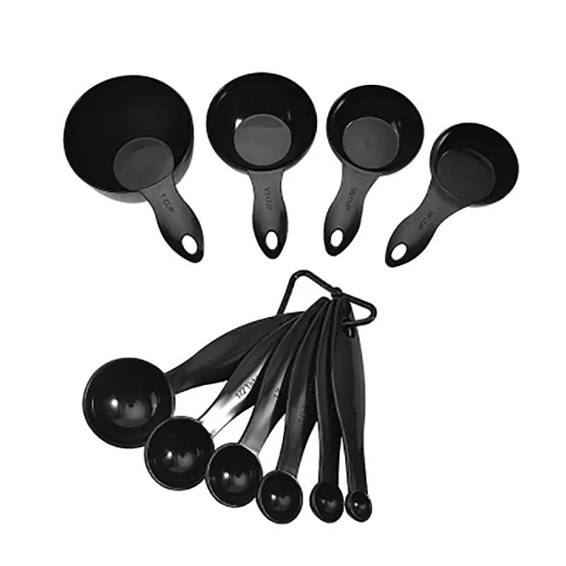 10 шт./партия черного цвета Пластиковые мерные чашки и мерная ложка лопатка для