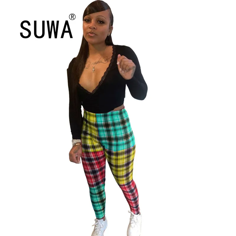 

2021 Hot Deals Classic Fashion Plaid Pencil Pants Trousers Women Workout Clothes High Waist Vintage Casual Sweatpants Wholesale