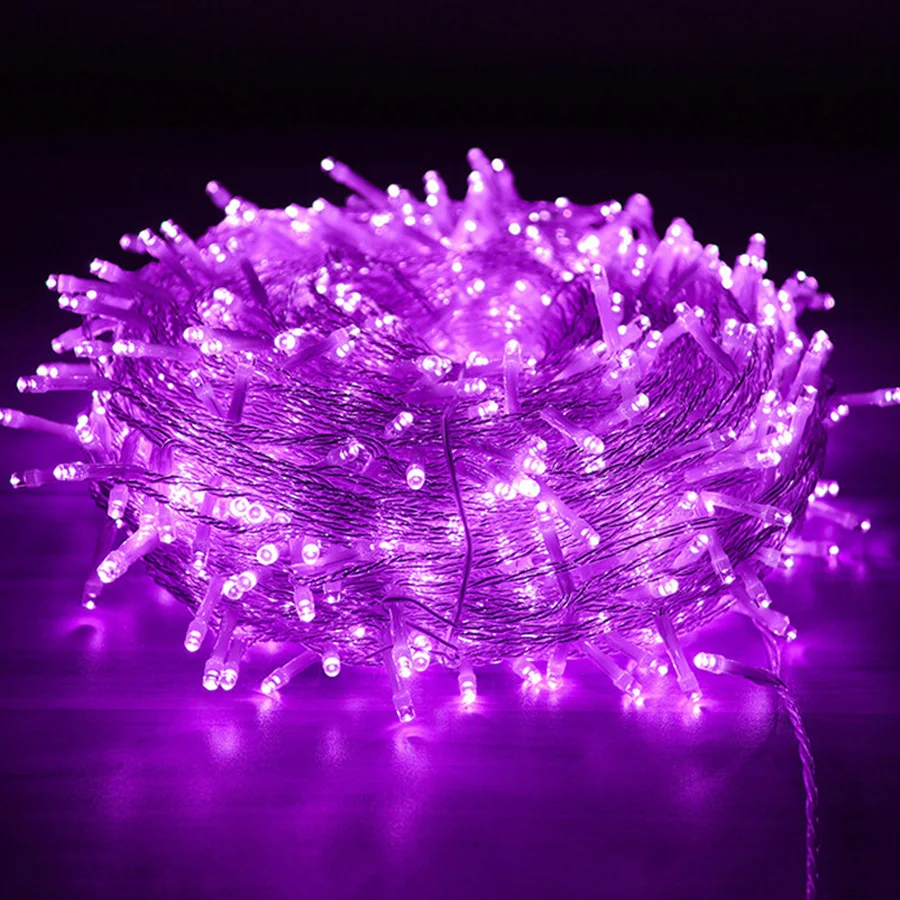 Purple Thrisdar 100 м 1000 светодиодный свет рождественской струны открытый сад задний двор Рождественская елка Блестящий Фон для фотосессии сказочная гирлянда - Испускаемый цвет: Purple