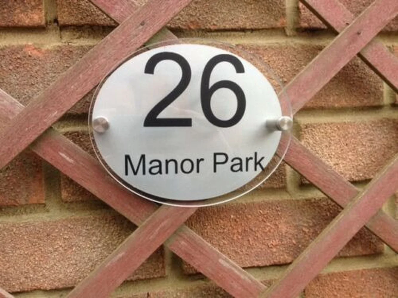 

MODERN PERSONALISED CUSTOMIZED HOUSE SIGN PLAQUE NUMBER STREET OVAL