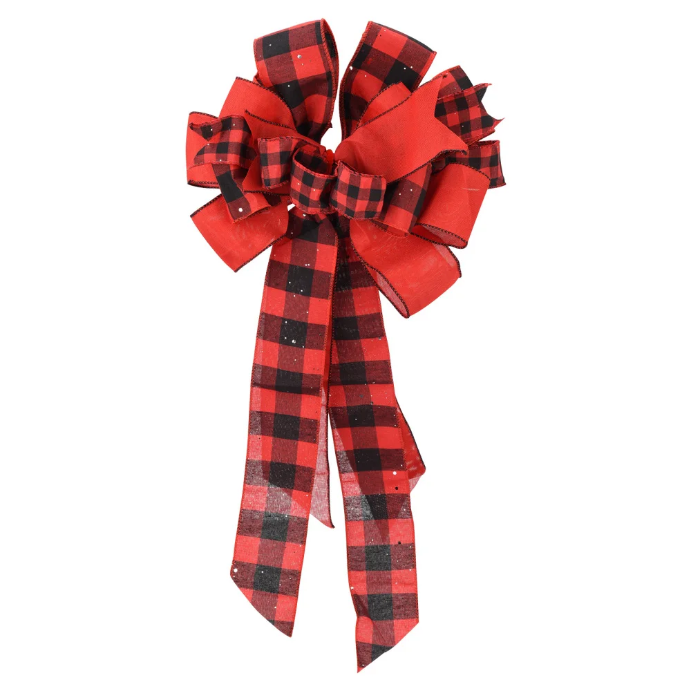 

Клетчатый бант DIY с бантом Рождественская лента с орнаментом сельское украшение в американском стиле решетка ручной работы