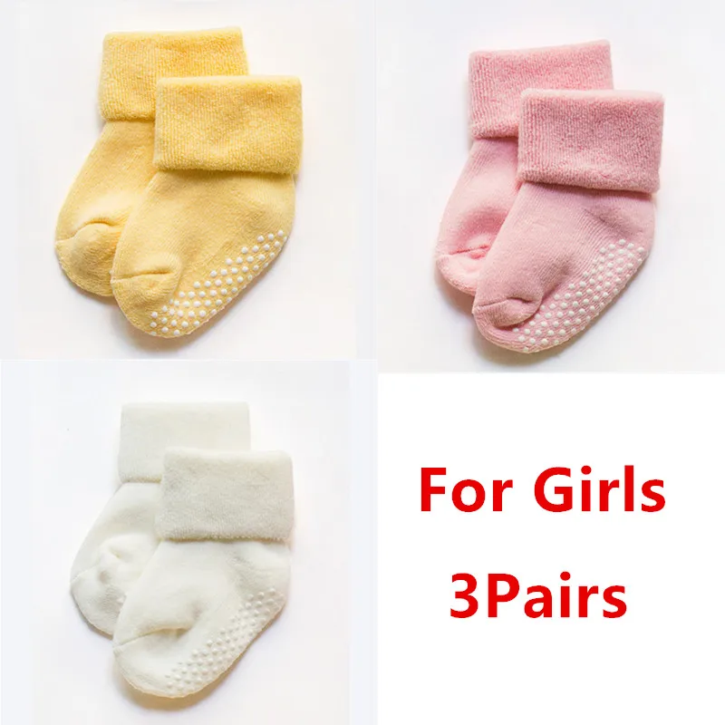 For Girls Хлопковые носки для новорожденных из 3 предметов весенне-летние носки для маленьких мальчиков и девочек носки-тапочки для малышей, нескользящие носки для новорожденных - Цвет: For Girls