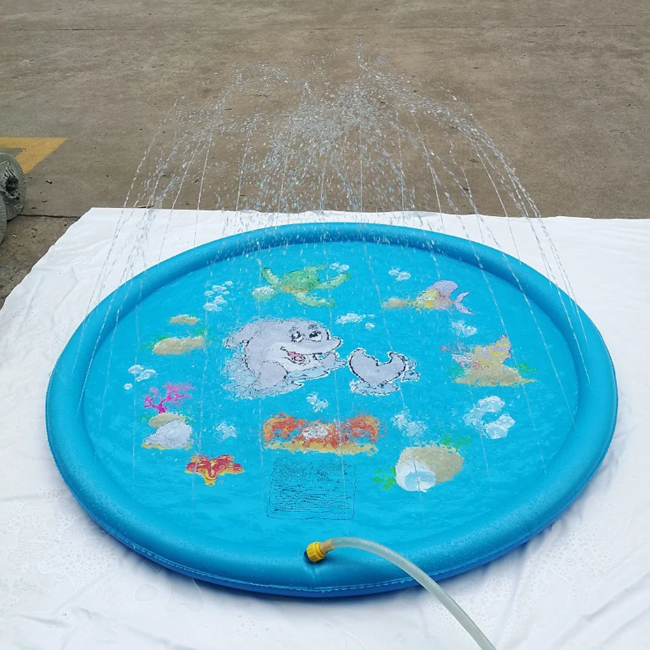 

150cm Inflatable Spray Water Cushion Summer Kids Play Water Mat Lawn Games Pad Sprinkler Play Toys Outdoor Tub Swimming Pool Mat