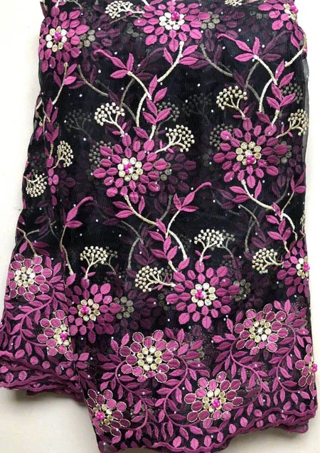 Французская кружевная ткань сиреневая бисерная африканская 2021