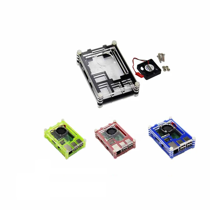 Чехол для корпуса Raspberry 9 слоев акриловый корпус с охлаждающим вентилятором Pi 3 Model