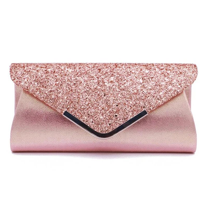

2022 women's Glitter Shimmer Envelope Ladies Sequins Evening Party Prom Clutch Bag Solid Color Portable Convenient Handbag