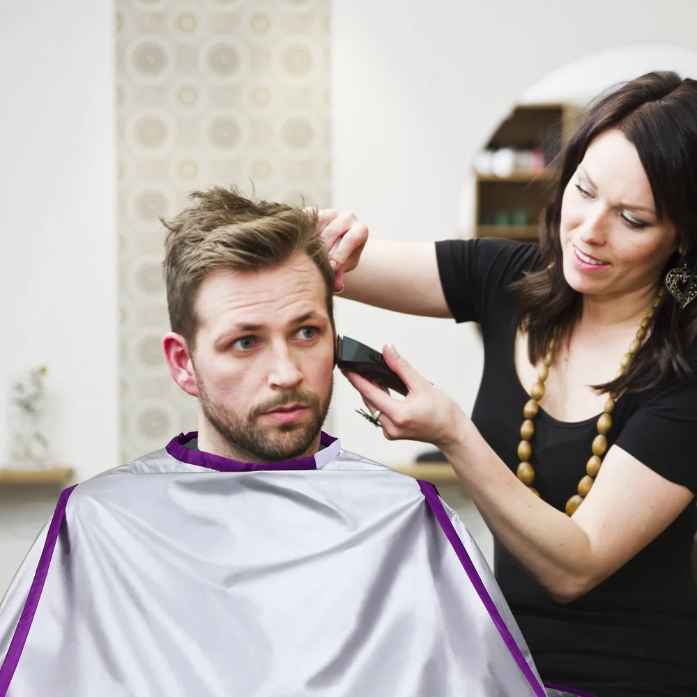 

Minkissy Hair Cutting Cloak Foldable Umbrella Shaped Water Resistant Shawl Hairdressing Haircut Cape for Home Barber Shop