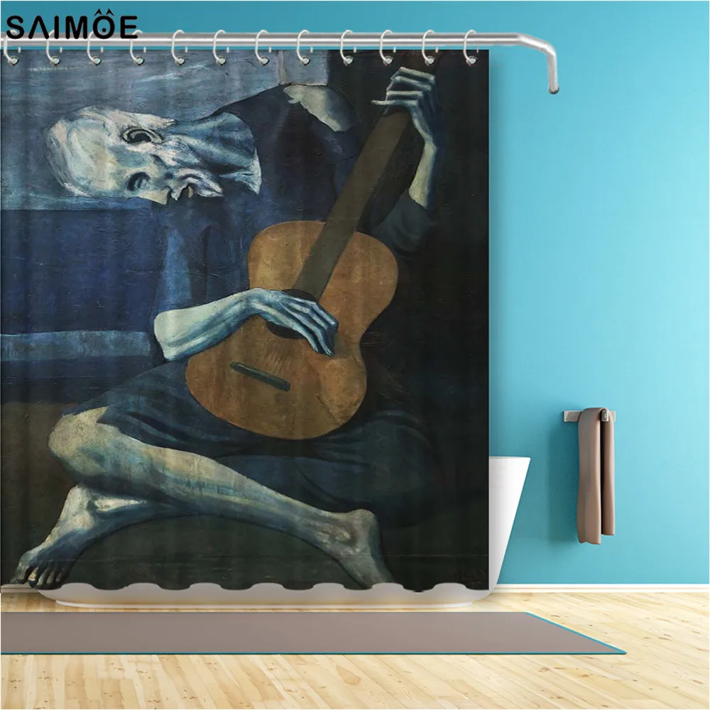 Цветная винтажная занавеска для ванной Пикассо 3D абстрактная Водонепроницаемая