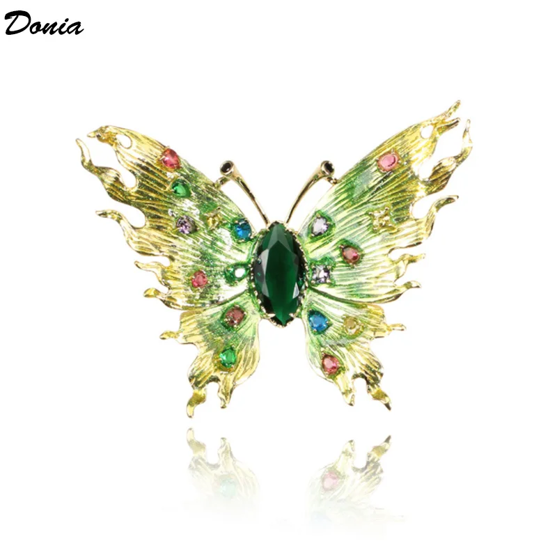 Женская эмалированная брошь в виде бабочки с фианитом | Украшения и аксессуары
