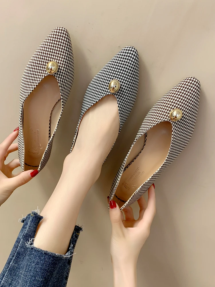 2019 новые модные женские туфли в стиле ретро с мелким горлышком|Обувь без каблука|