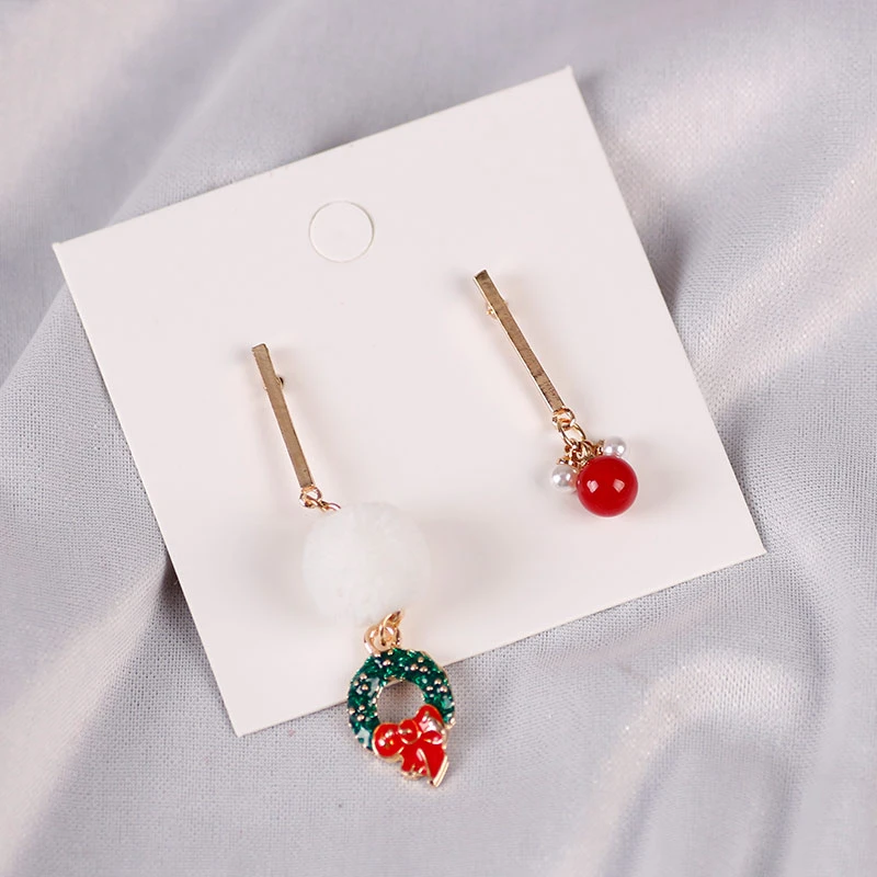 Рождественская серия серьги классические красные помпоны гирлянда колокольчик